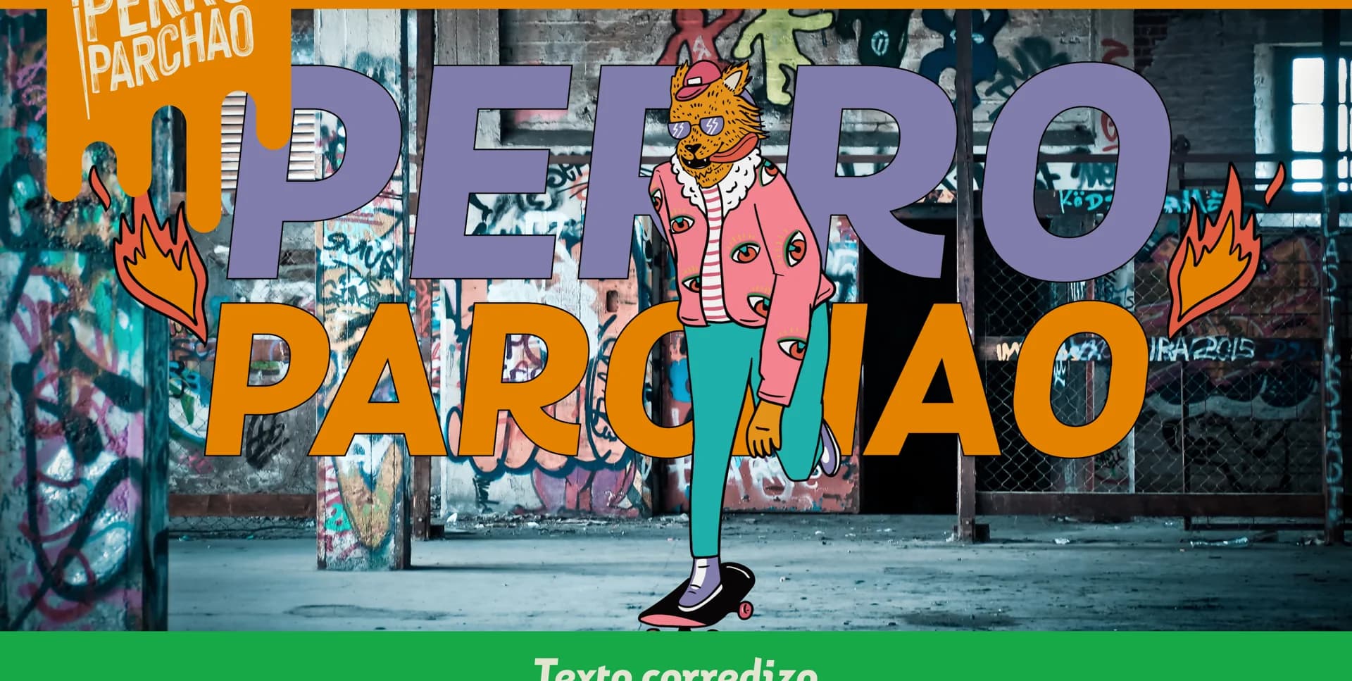 Perro Parchao — arte urbano pintado a mano